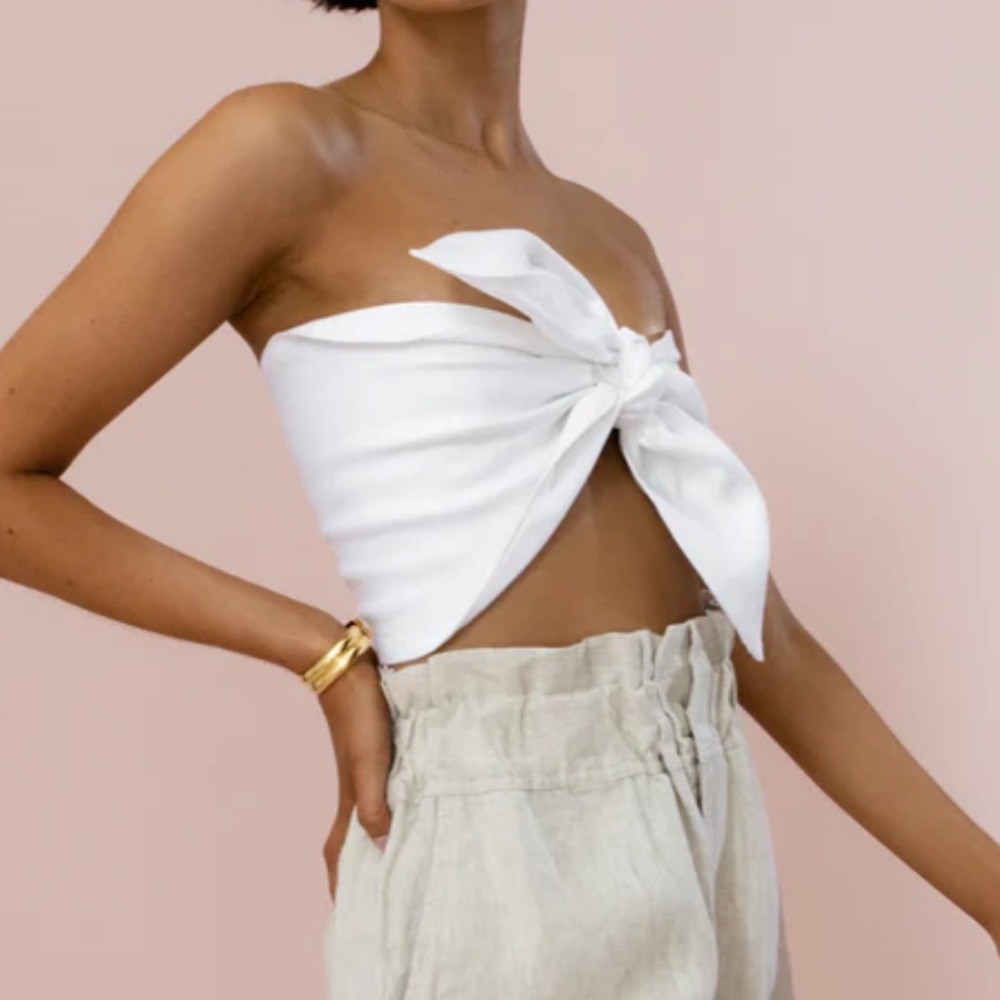 POSSE - Micky bandeau top in WHITE linen